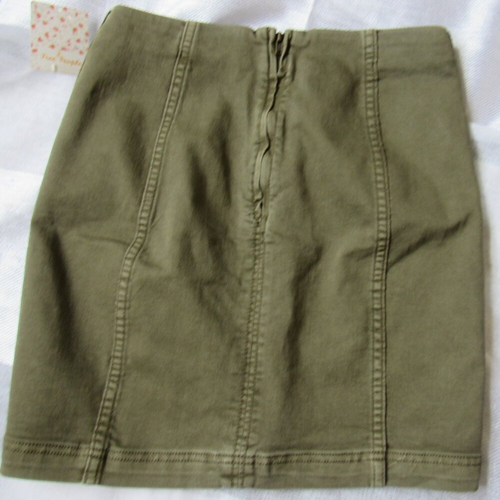 Free People Army Pencil Skirt, waist 27in, cotton,khaki color, sz.8, - Picture 5 of 7